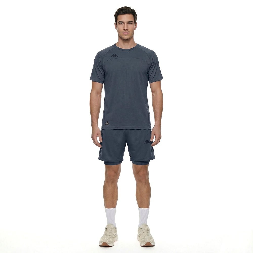 T-shirt da allenamento blu da uomo vestibilità regolare e senza cuciture 02
