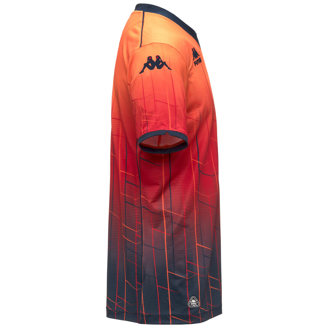 Maillot de football Genoa pour homme, rouge et bleu foncé, coupe ajustée, en tissu recyclé main