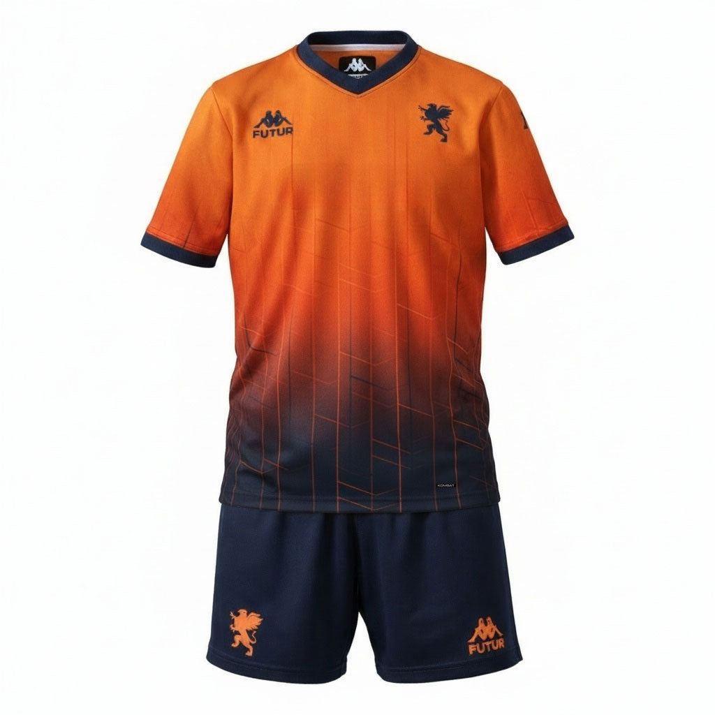 Red Unisex Genoa Football Shorts and T-Shirt Set in Premium Interlock Fabric 01