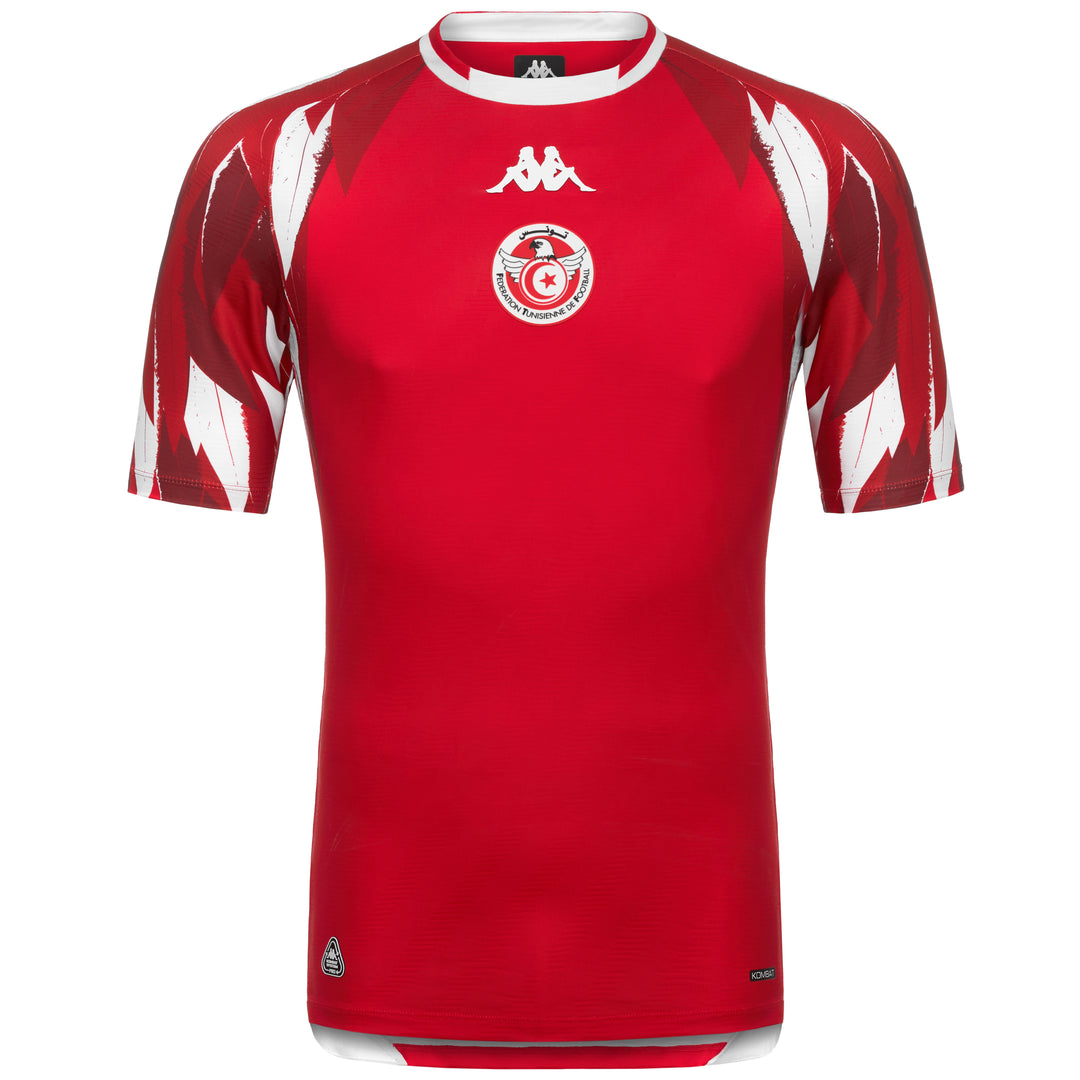 Red Men's Tunisia Football Shirt in Regular Fit Recycled Polyester 01