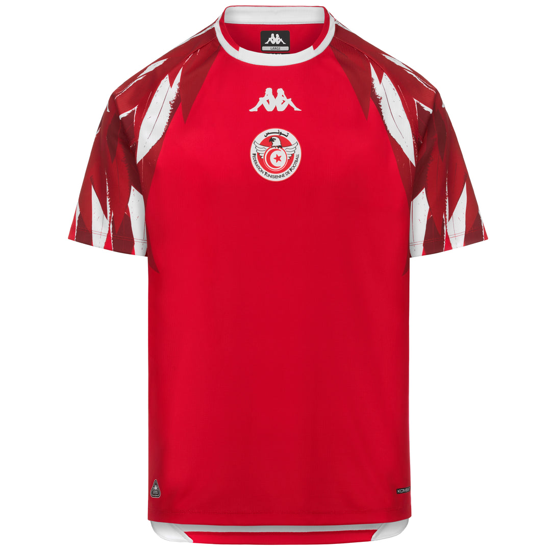 Red Men's Tunisia Football Shirt in Regular Fit Recycled Polyester 01