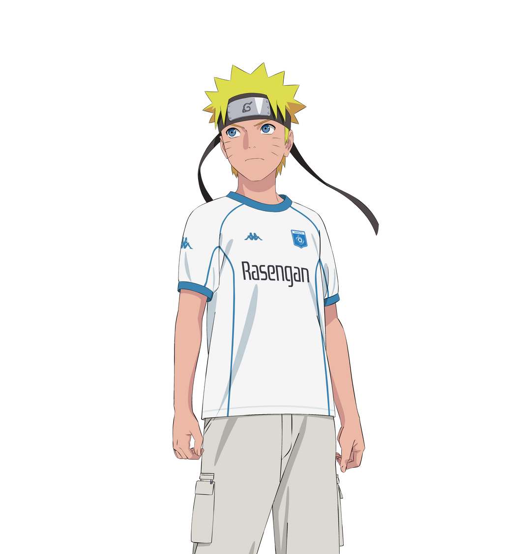 White and Blue Men's Oversized Anime Themed T-Shirt main