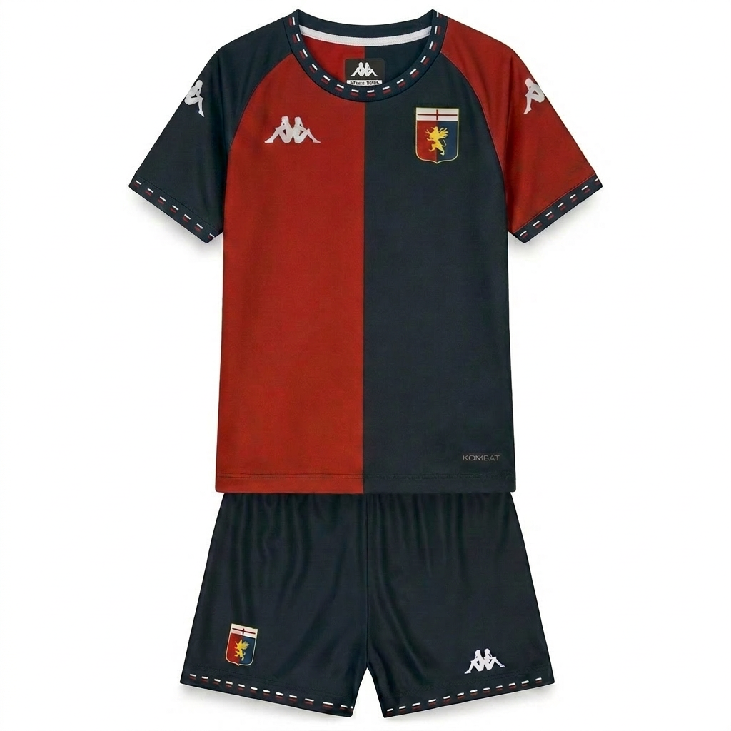Red Blaze and Blue Majolica Men's Genoa Football Shorts and T-Shirt 01