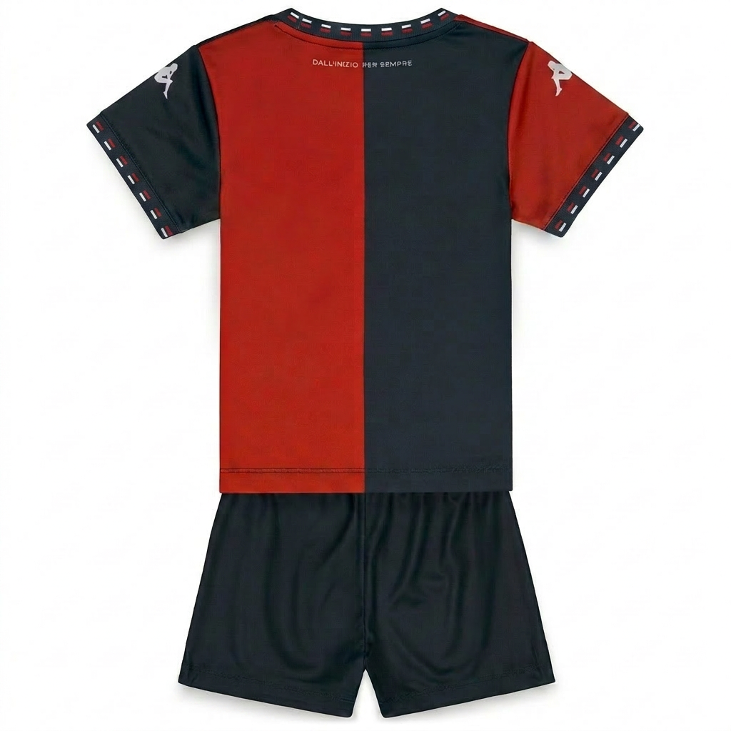 Pantaloncini e maglietta da calcio da uomo Genoa con stampa rossa e maiolica blu. main