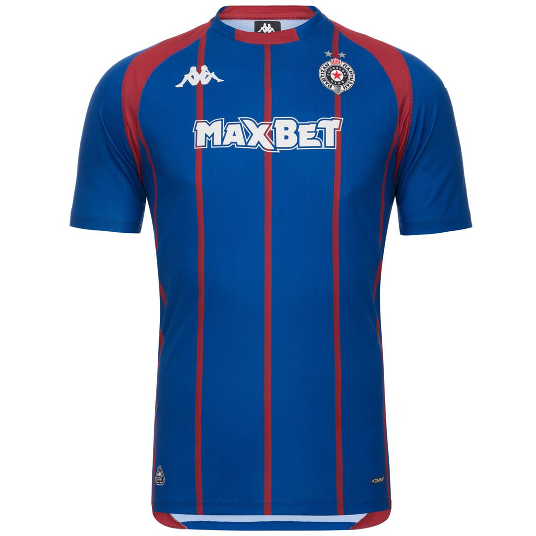 Blue and Burgundy Men's Partizan Football Shirt in Recycled Fabric main