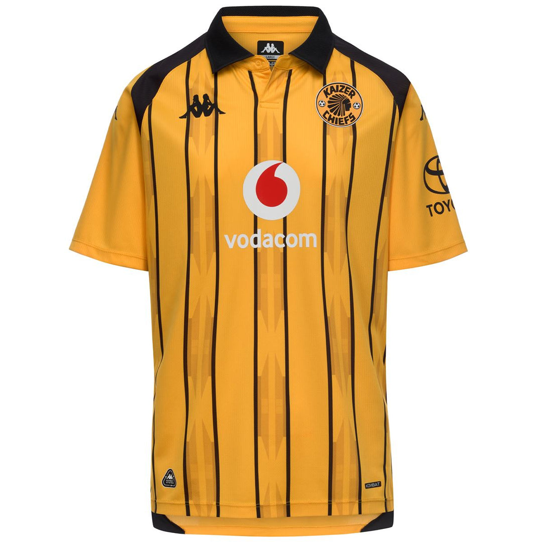 Yellow Men's Kaizer Chiefs Football Shirt with Vertical Stripes 01