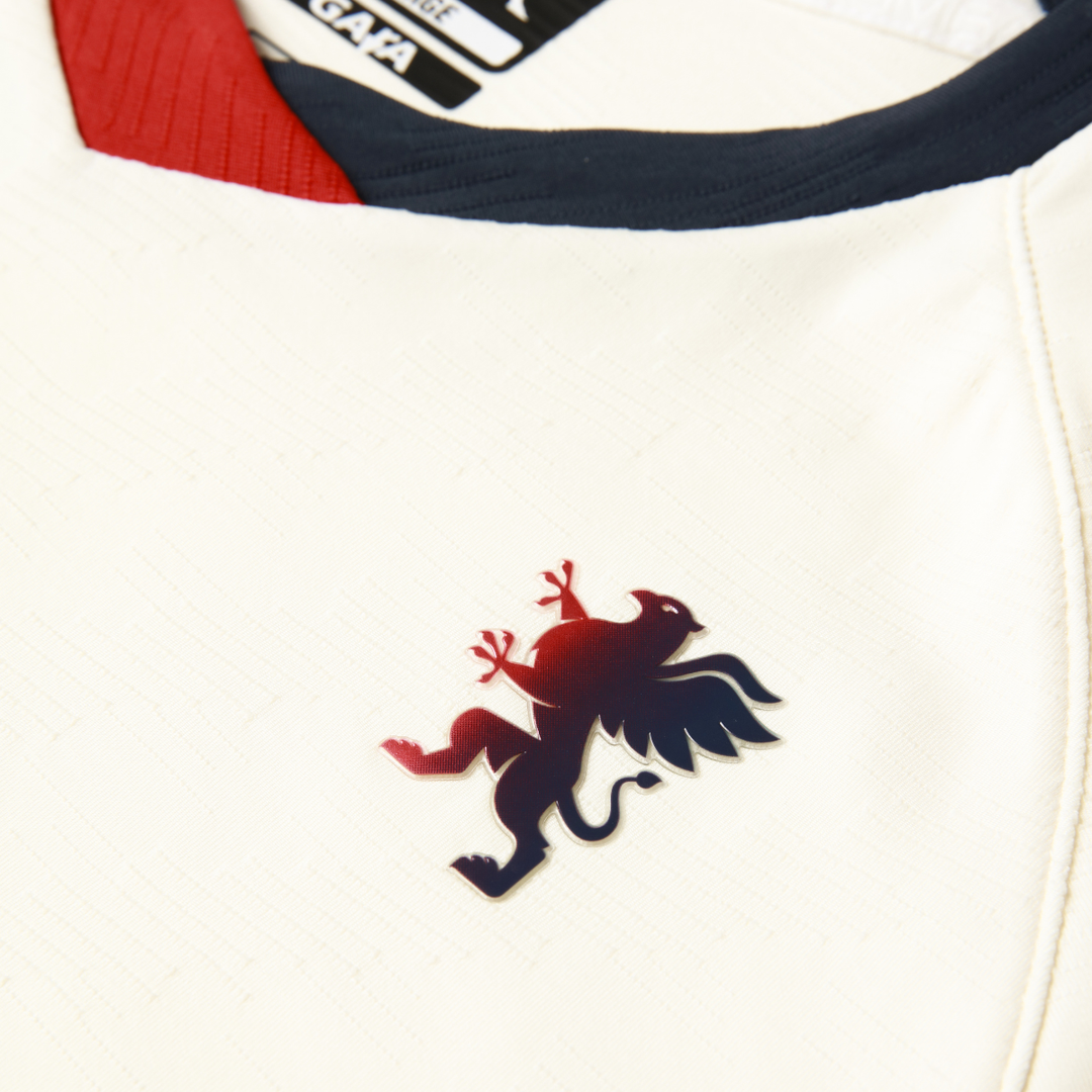 Maillot de football Gênes blanc et rouge pour homme en tissu jacquard recyclé main
