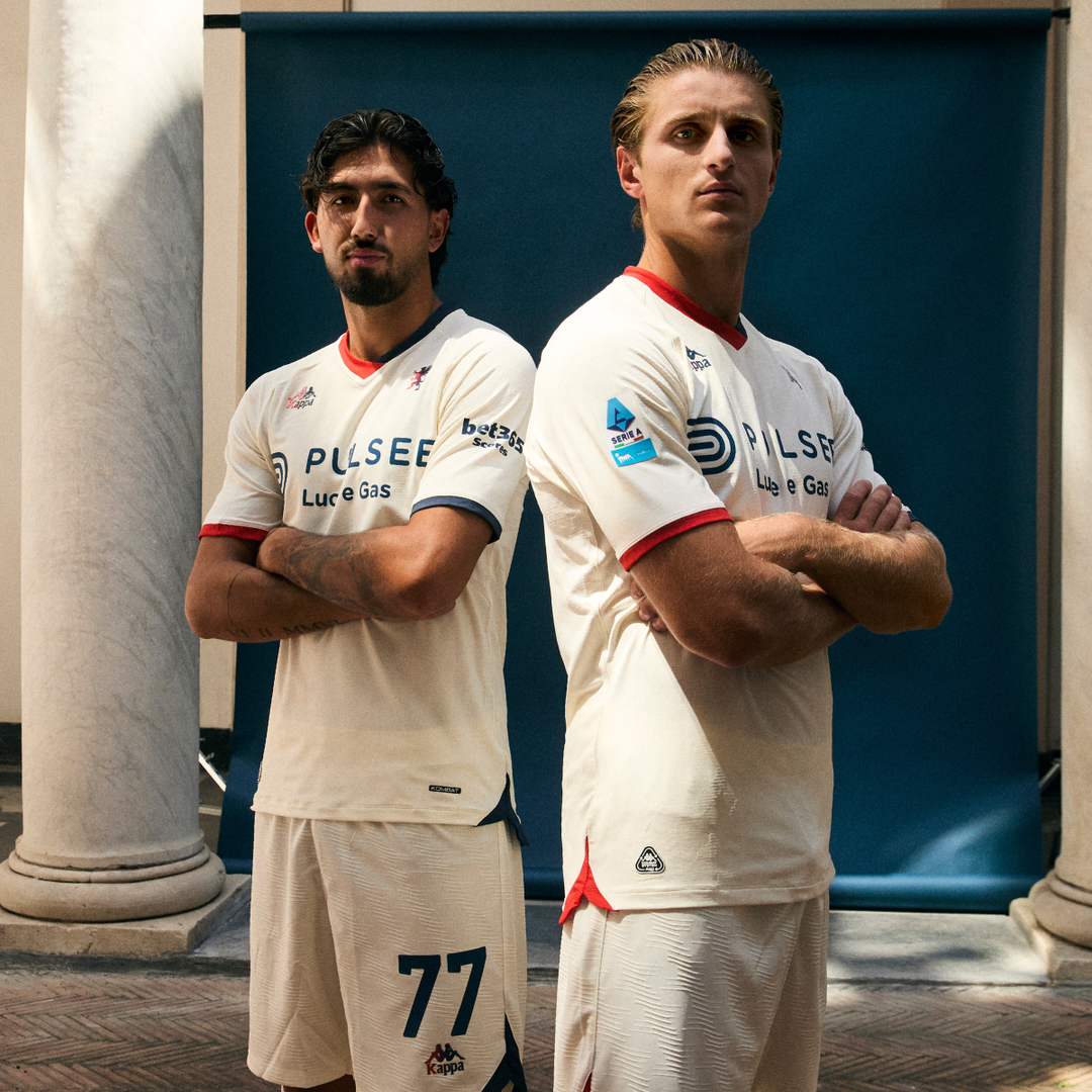 Maillot de football Gênes blanc et rouge pour homme en tissu jacquard recyclé main