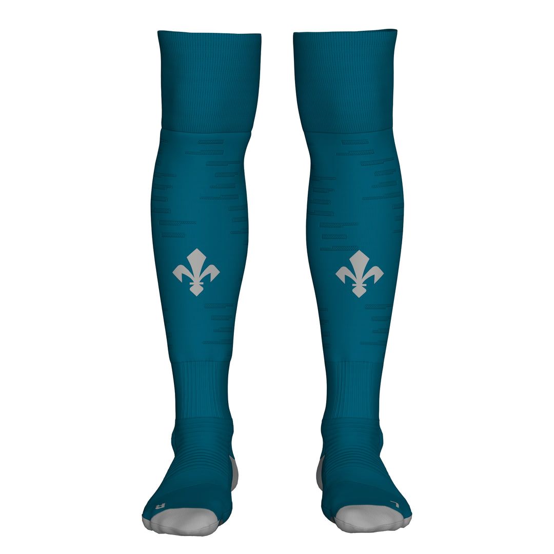 Calcetines de fútbol azules hasta la rodilla con amortiguación de la ACF Fiorentina para hombre 01