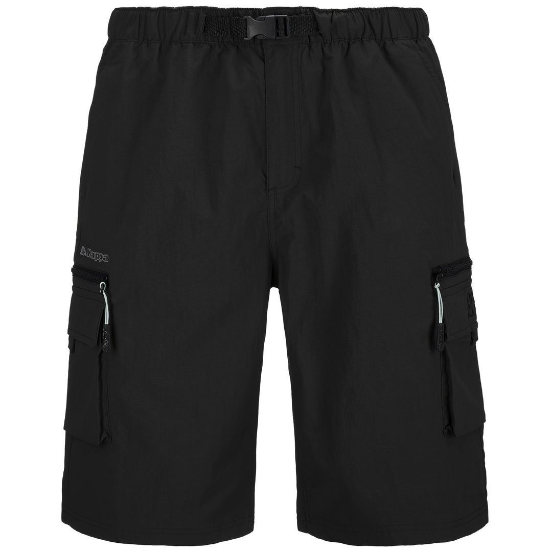 Pantalones cortos deportivos de nailon de corte regular para hombre color negro 01