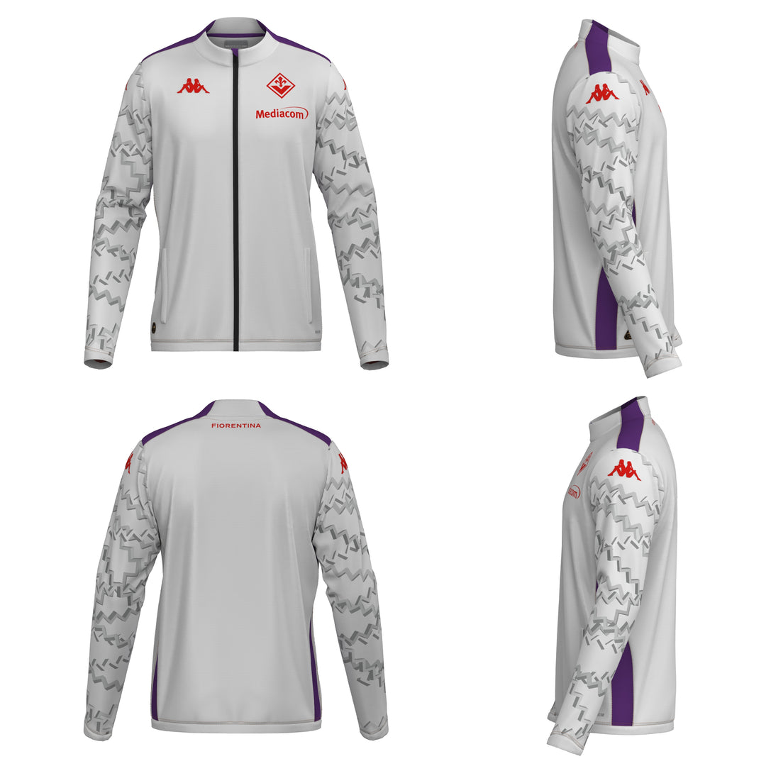 Sudadera de entrenamiento de fútbol ACF Fiorentina blanca para hombre de corte entallado 01
