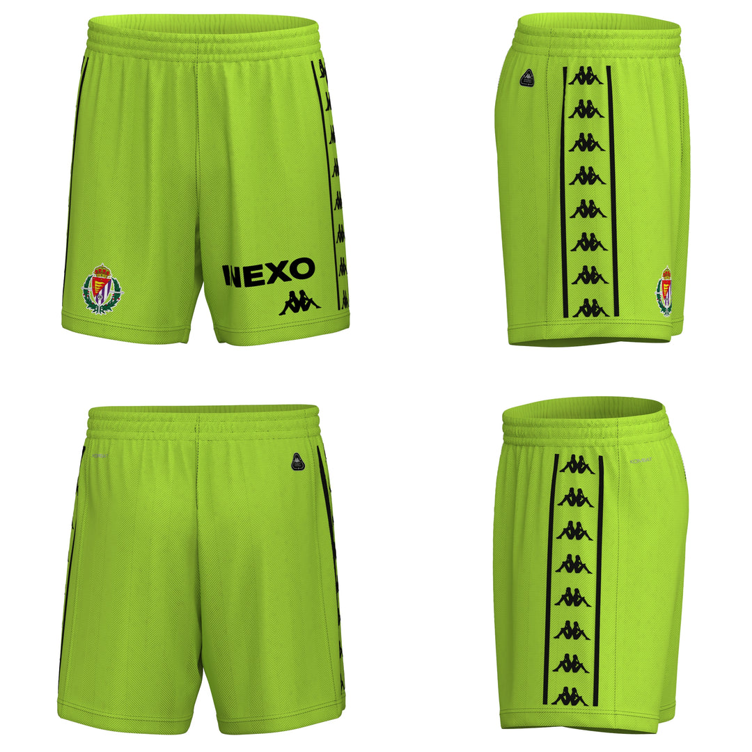 Neon Green Men's Real Valladolid Football Shorts in Jacquard Fabric 01