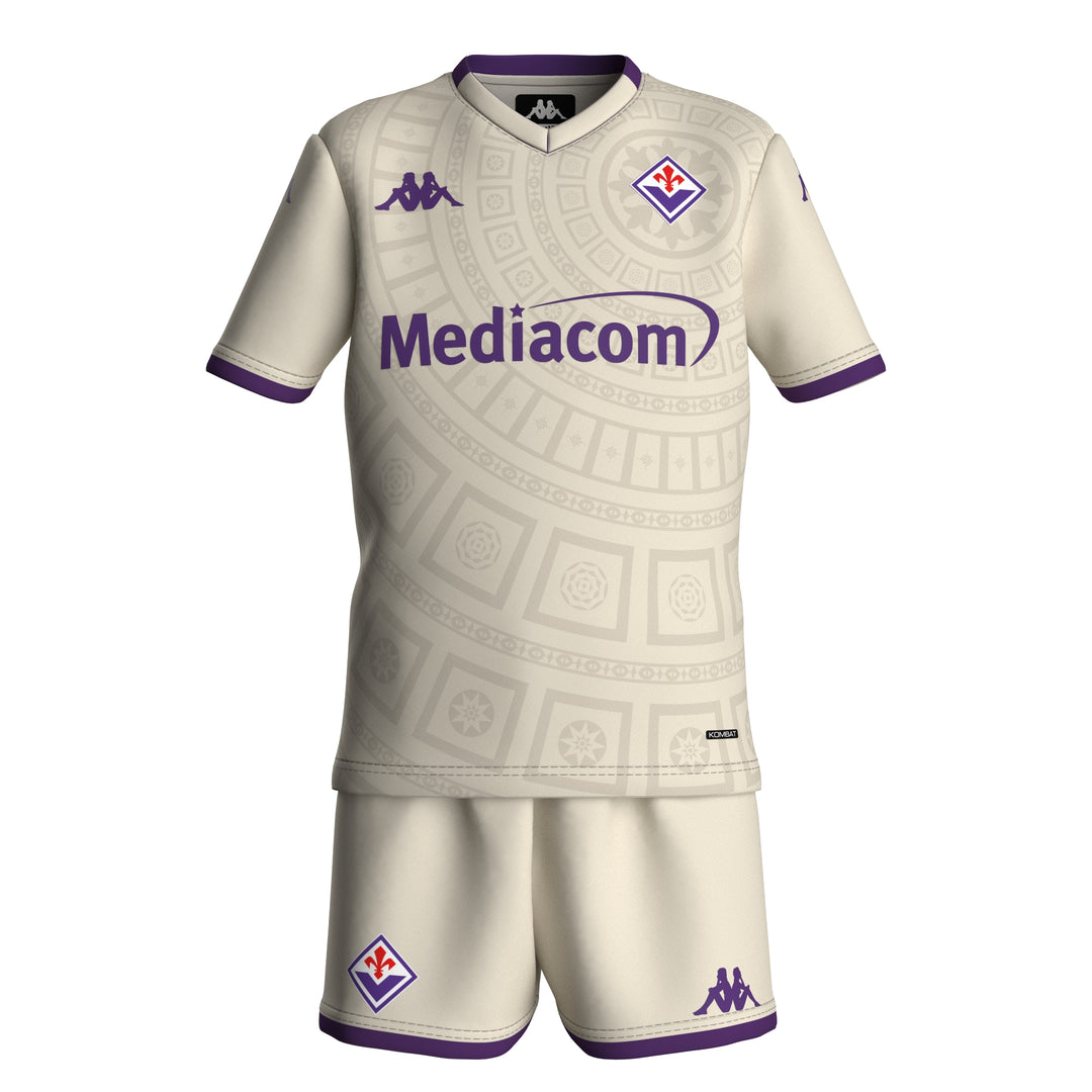 White and Violet Boy's ACF Fiorentina Soccer Set in Interlock Fabric 01