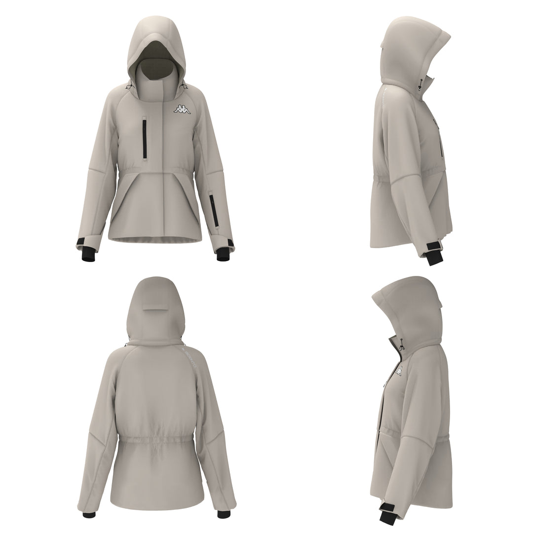 Beige Women's Regular Fit Padded Ski Jacket with Sherpa Lining main