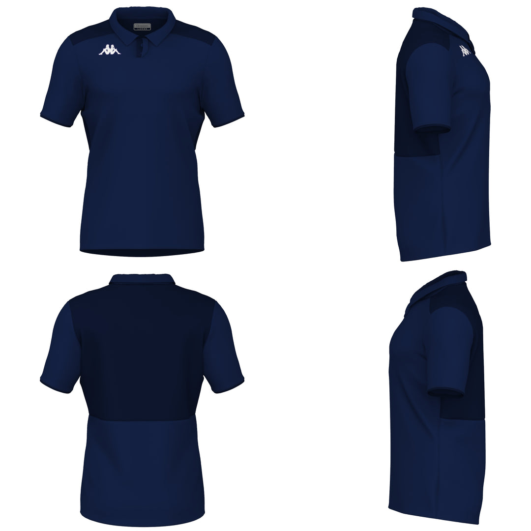 Polo da uomo blu slim fit in tessuto piqué per il calcio 01