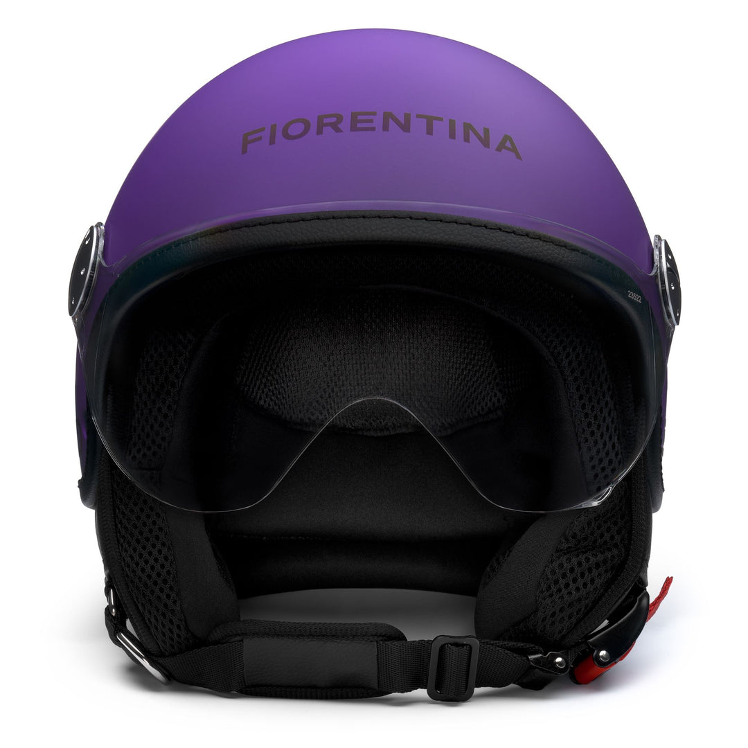 Casque Demijet unisexe violet avec visière anti-rayures main