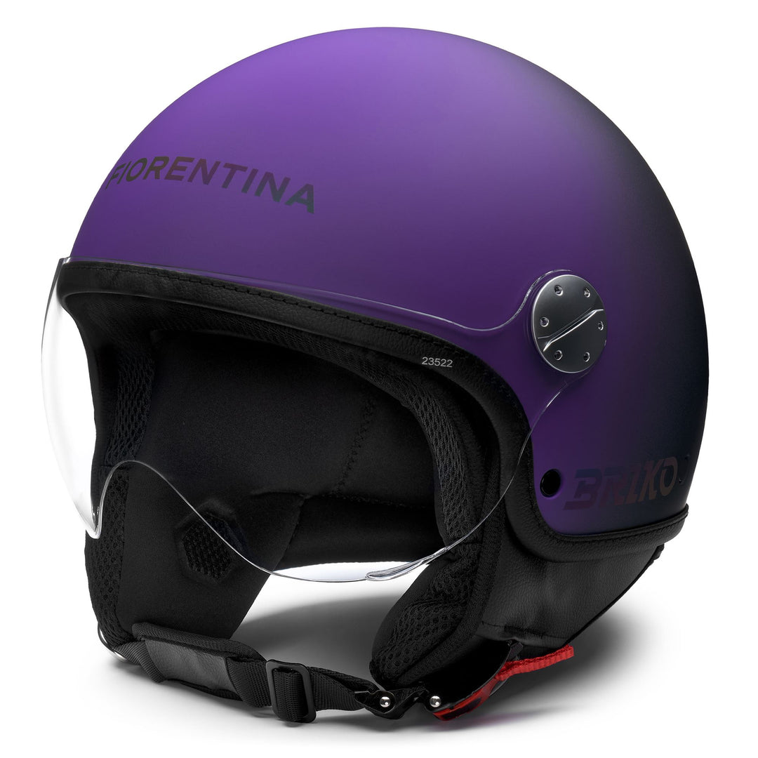 Casque Demijet unisexe violet avec visière anti-rayures main