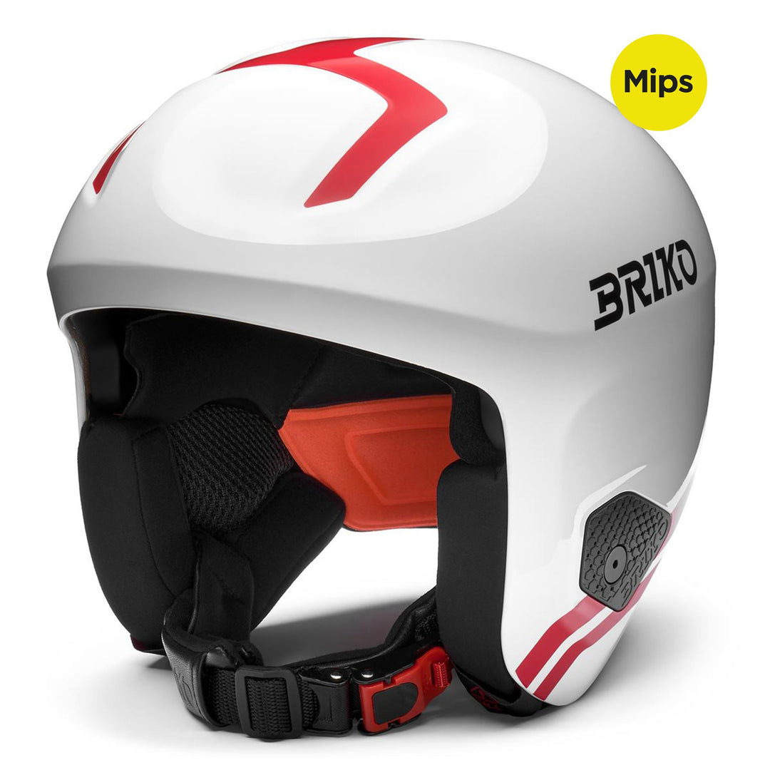 Casco da sci unisex rosso e bianco con tecnologia Mips 01