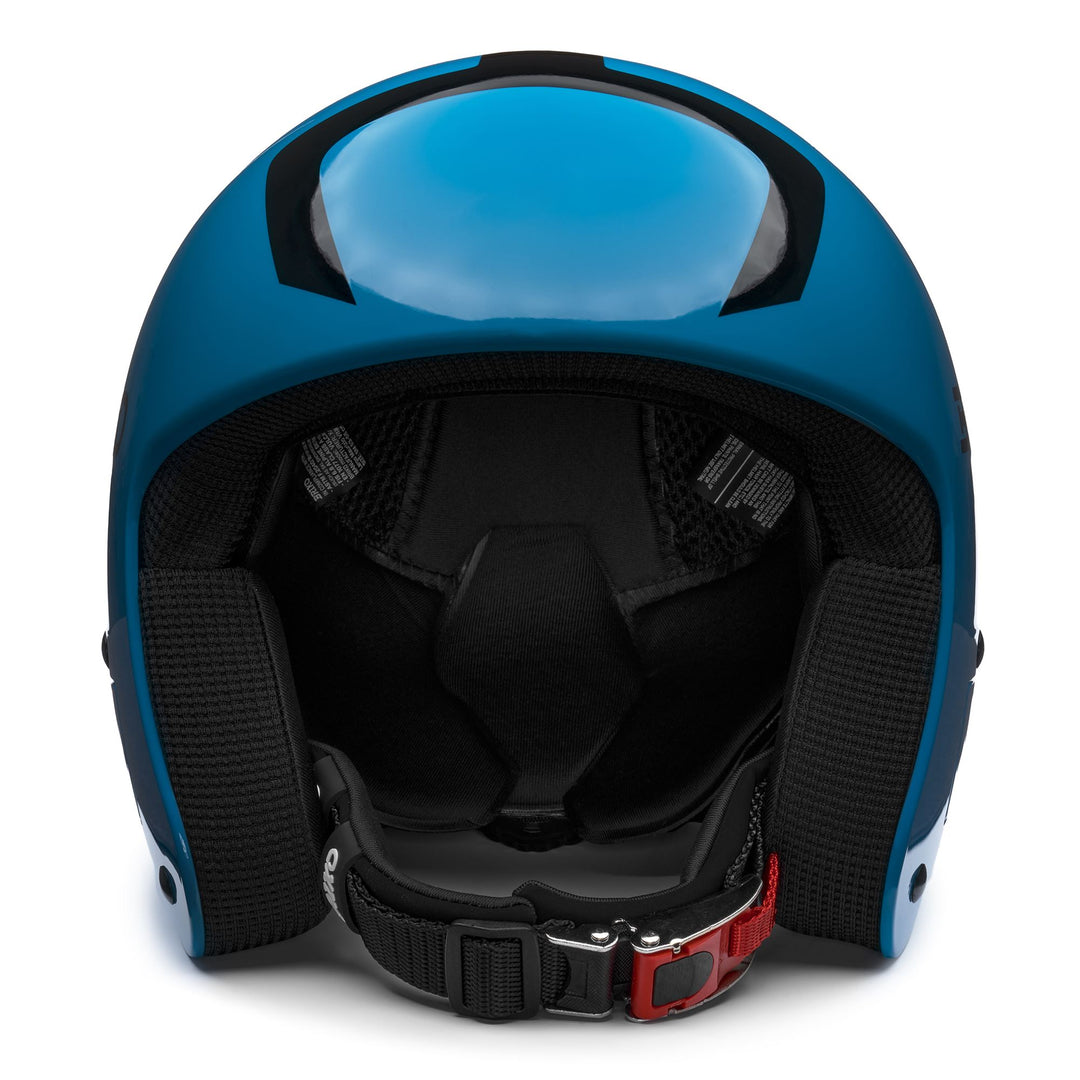 Casque de ski unisexe bleu pour enfant avec système de réglage 3D main