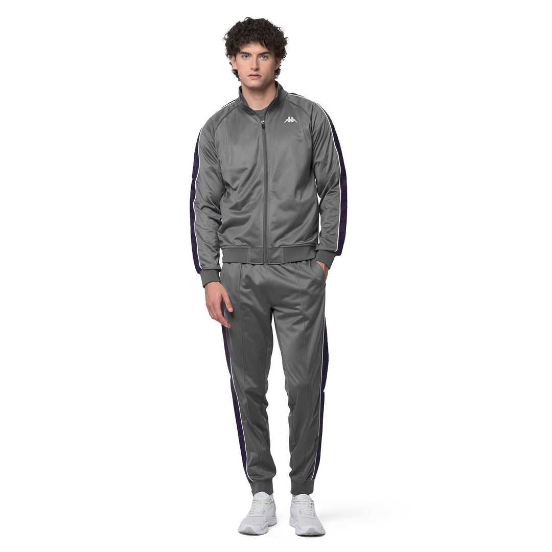 Felpa da uomo grigia slim fit in pile con zip intera main