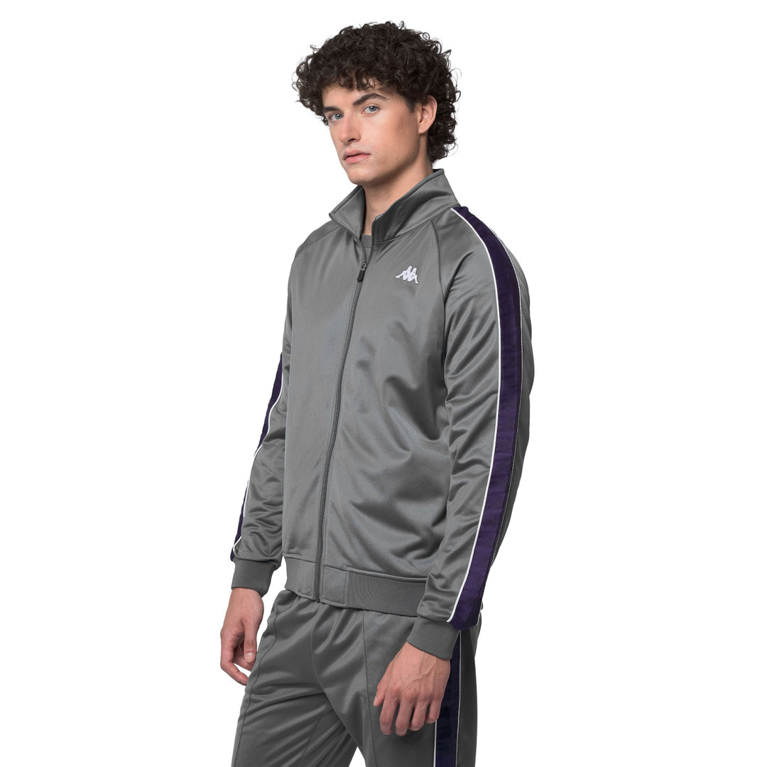 Felpa da uomo grigia slim fit in pile con zip intera main