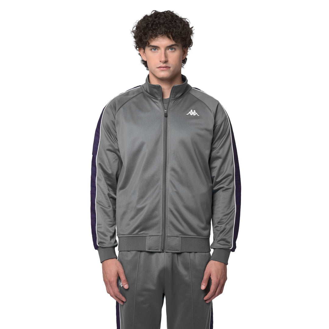 Felpa da uomo grigia slim fit in pile con zip intera main