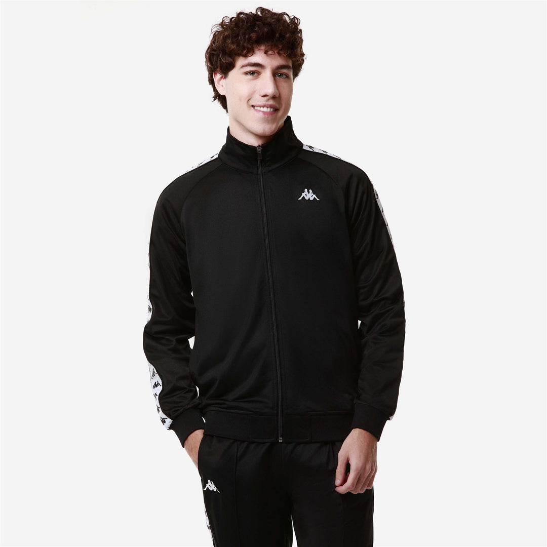 Felpa sportiva slim fit in pile da uomo nera 01