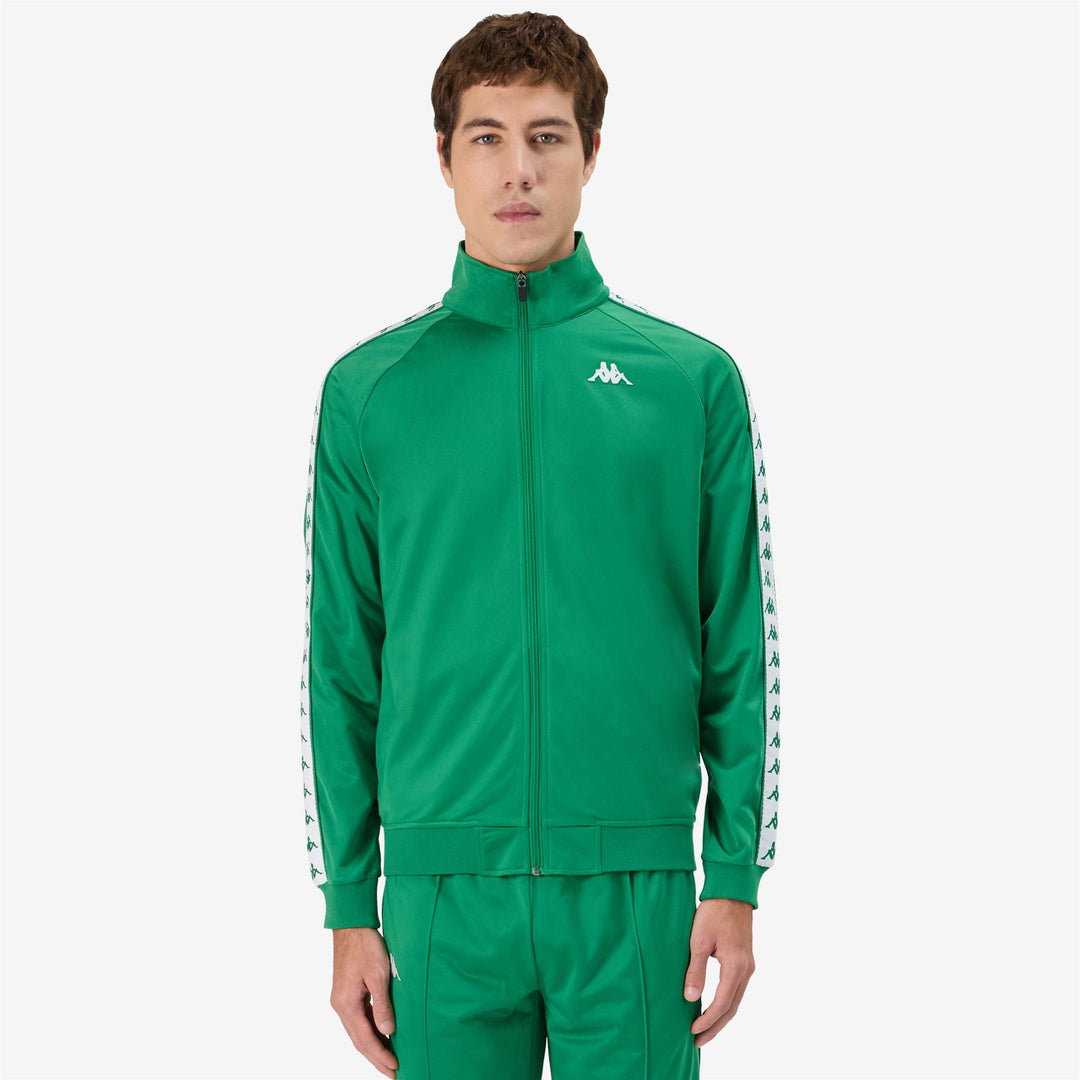 Giacca Sportiva Fleece Slim Fit Uomo Verde e Bianca main