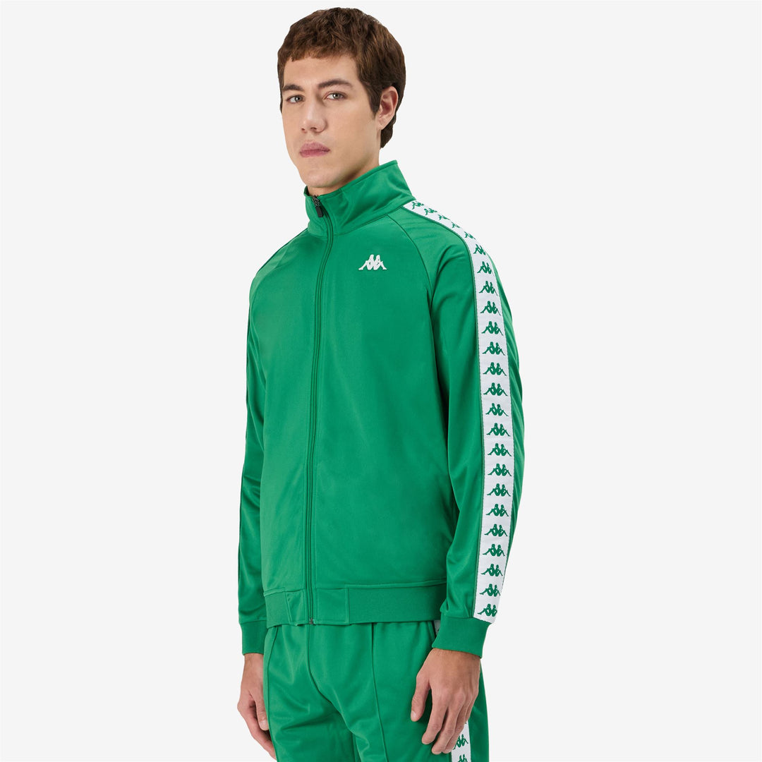 Giacca Sportiva Fleece Slim Fit Uomo Verde e Bianca main
