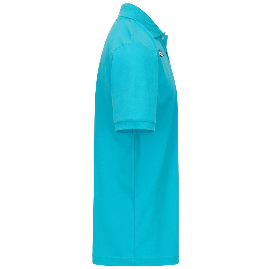 Polo da uomo in cotone blu turchese con logo main