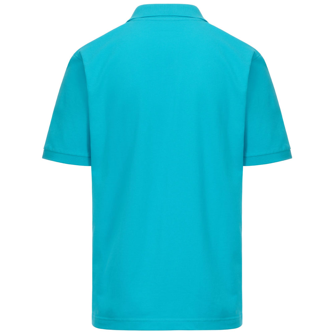 Polo da uomo in cotone blu turchese con logo main