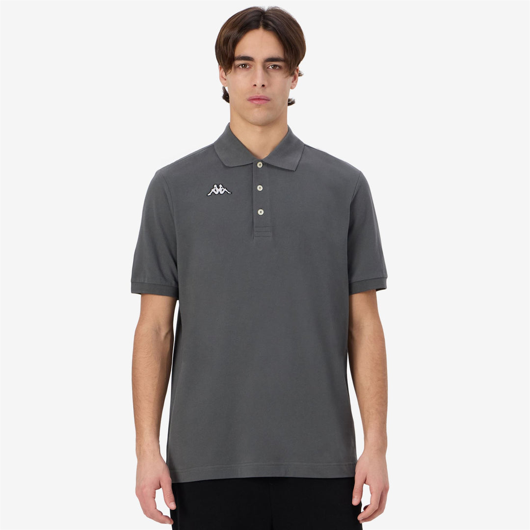 Grey Men's Cotton Polo Shirt with Embroidered Logo main