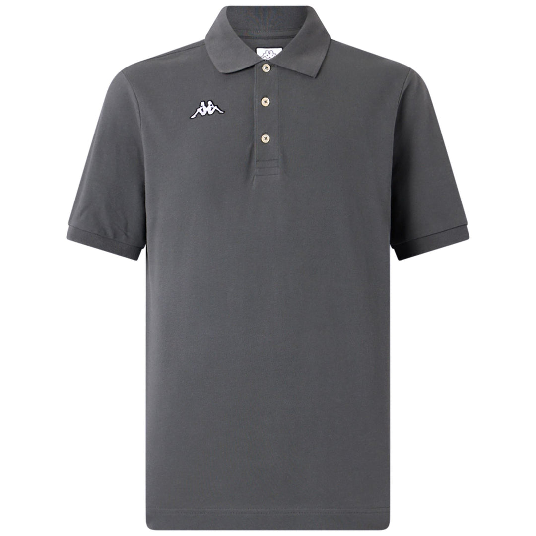 Grey Men's Cotton Polo Shirt with Embroidered Logo 01