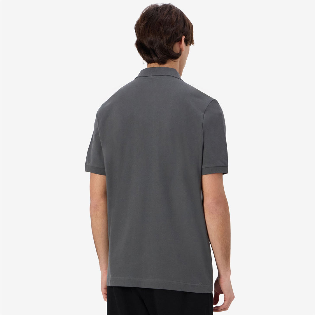 Grey Men's Cotton Polo Shirt with Embroidered Logo main