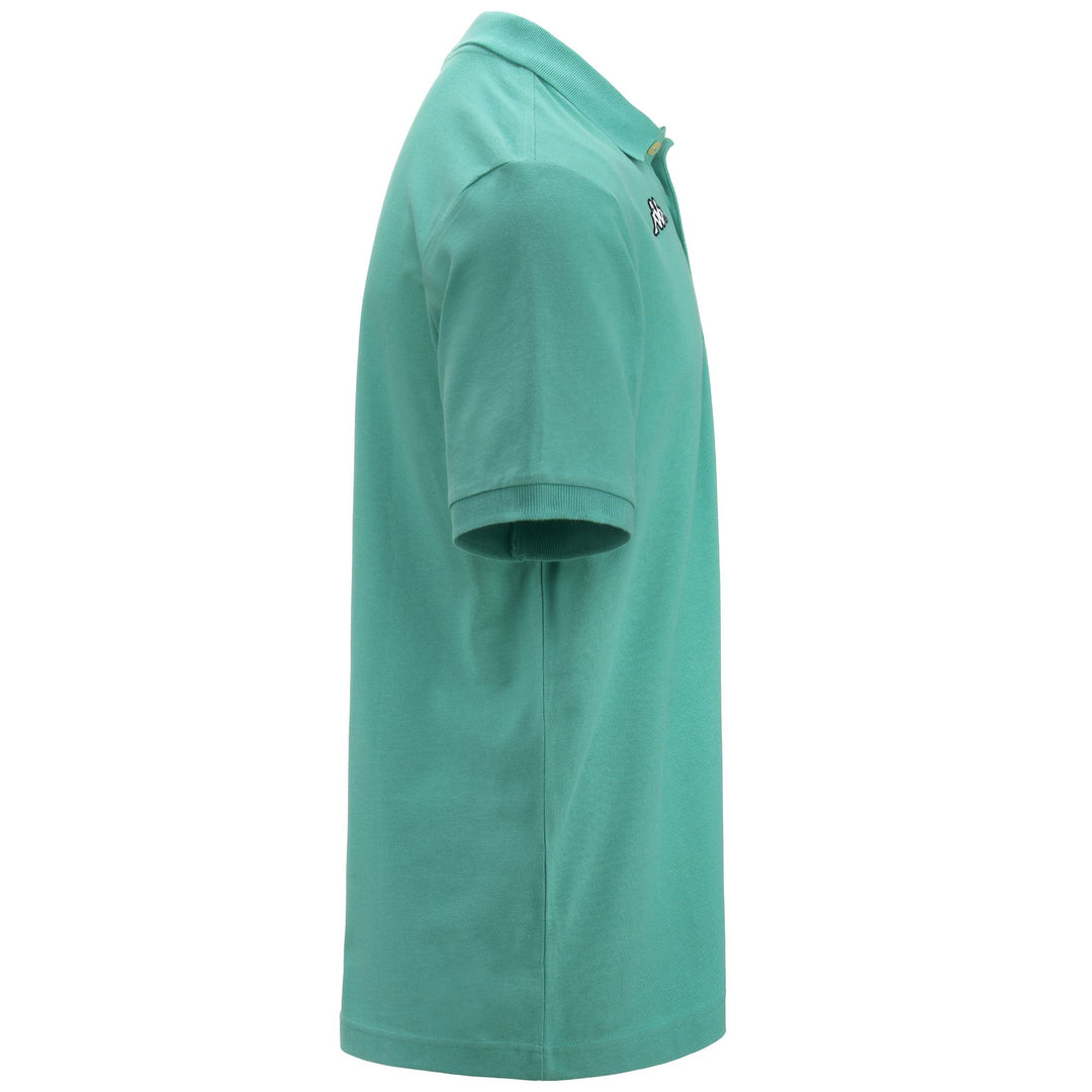 Polo Shirts Man LOGO  SHARAS MSS Polo GREEN LAGOON Dressed Front (jpg Rgb)	