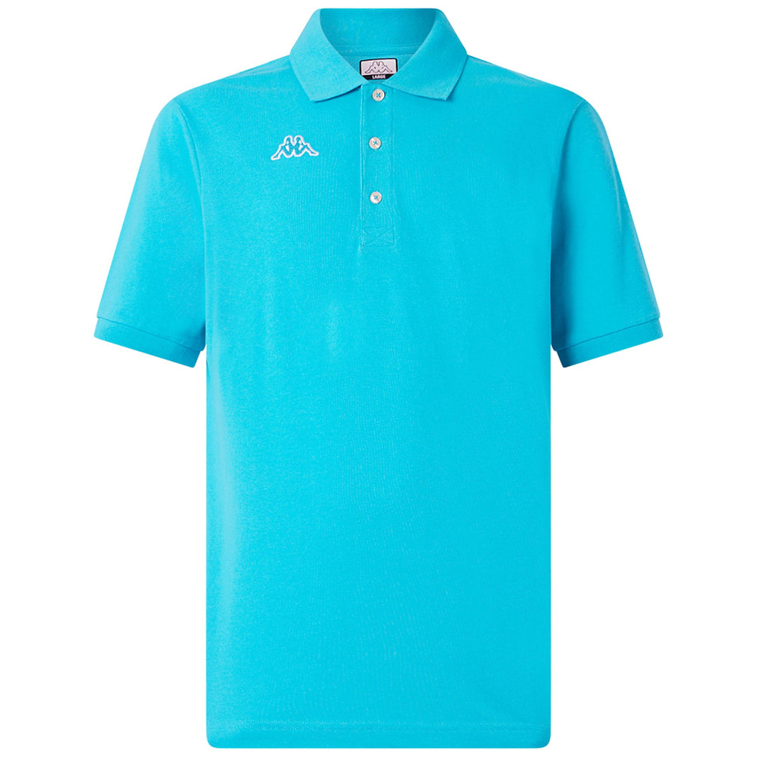 Turquoise Blue Men's Cotton Polo Shirt with Logo 01