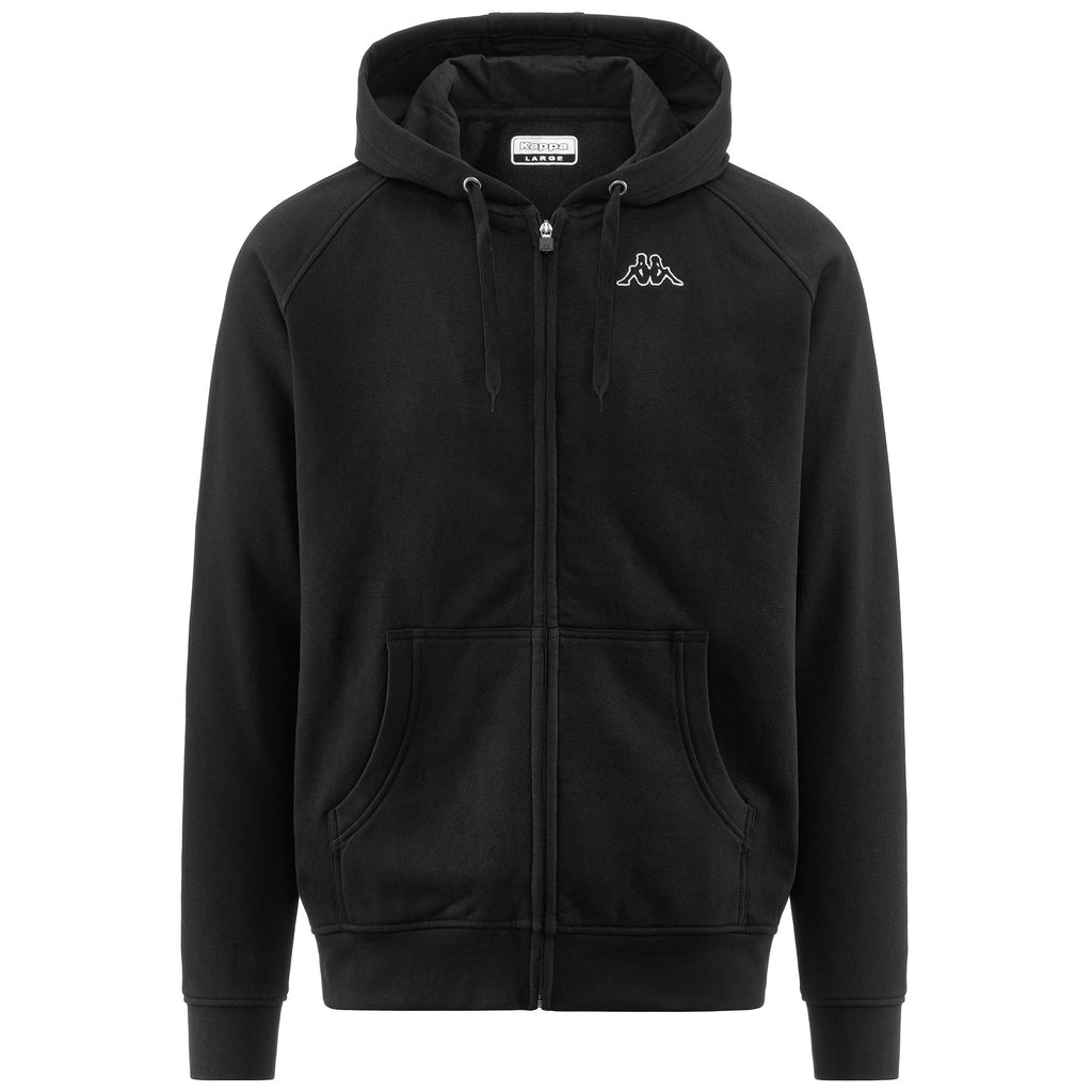 Black Men's Slim Fit Sportswear Full Zip Hoodie | Kappa