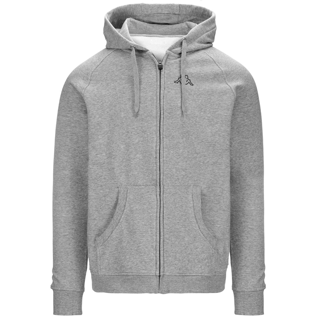 Sudadera con capucha de polar gris de corte entallado para hombre con cremallera completa y bolsillo tipo canguro 01