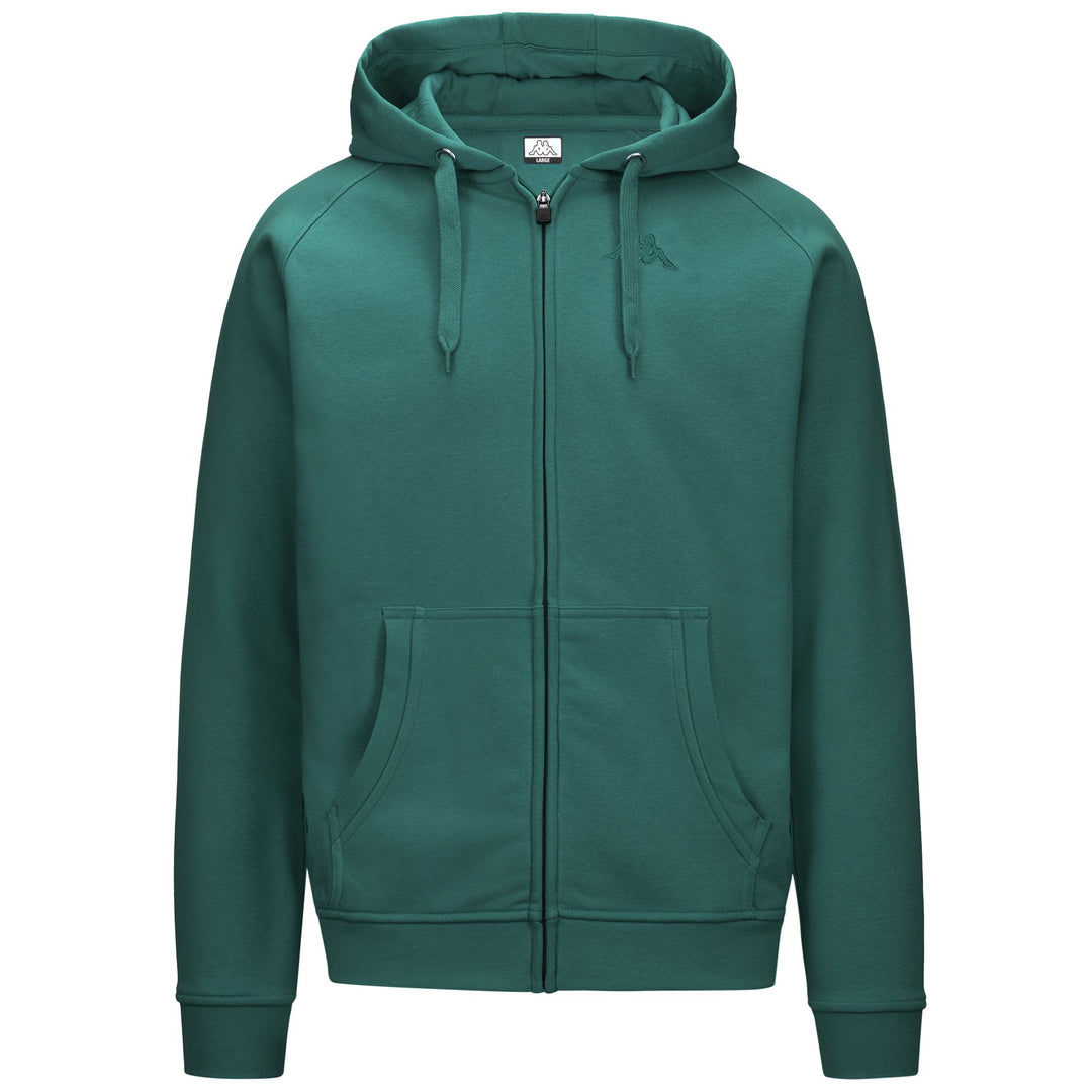 Sudadera con capucha y cremallera completa de corte entallado para hombre de Green Jasper con bolsillo tipo canguro 01