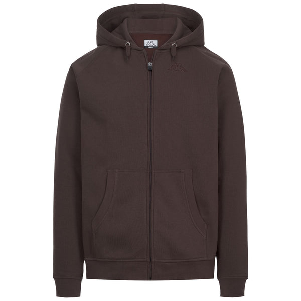 Fleece Man LOGO JACK SLIM Hoodie Full Zip Brown Martini