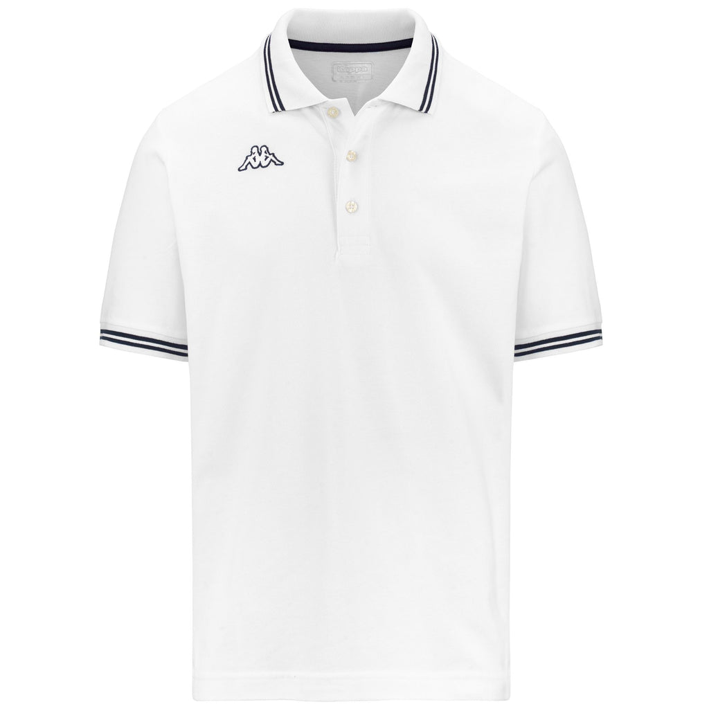 White Men's Regular Fit Cotton Sportswear Polo Shirt | Kappa