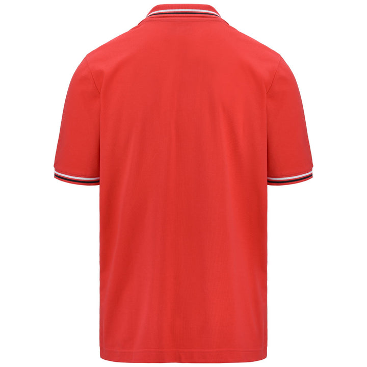 Polo Shirts Man LOGO MALTAX 5 MSS Polo RED CORAL-BLUE NAVY-WHITE Dressed Side (jpg Rgb)		