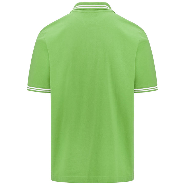 Polo Shirts Man LOGO MALTAX 5 MSS Polo GREEN - WHITE Dressed Side (jpg Rgb)		