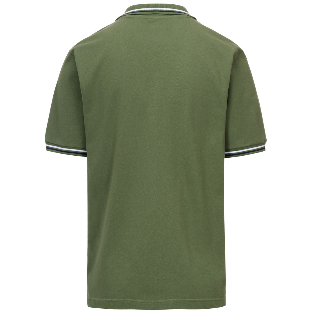 Polo da uomo verde oliva con vestibilità regolare e strisce a contrasto main