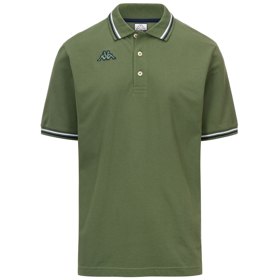 Olive green Men's Regular Fit Polo Shirt with Contrast Stripes 01
