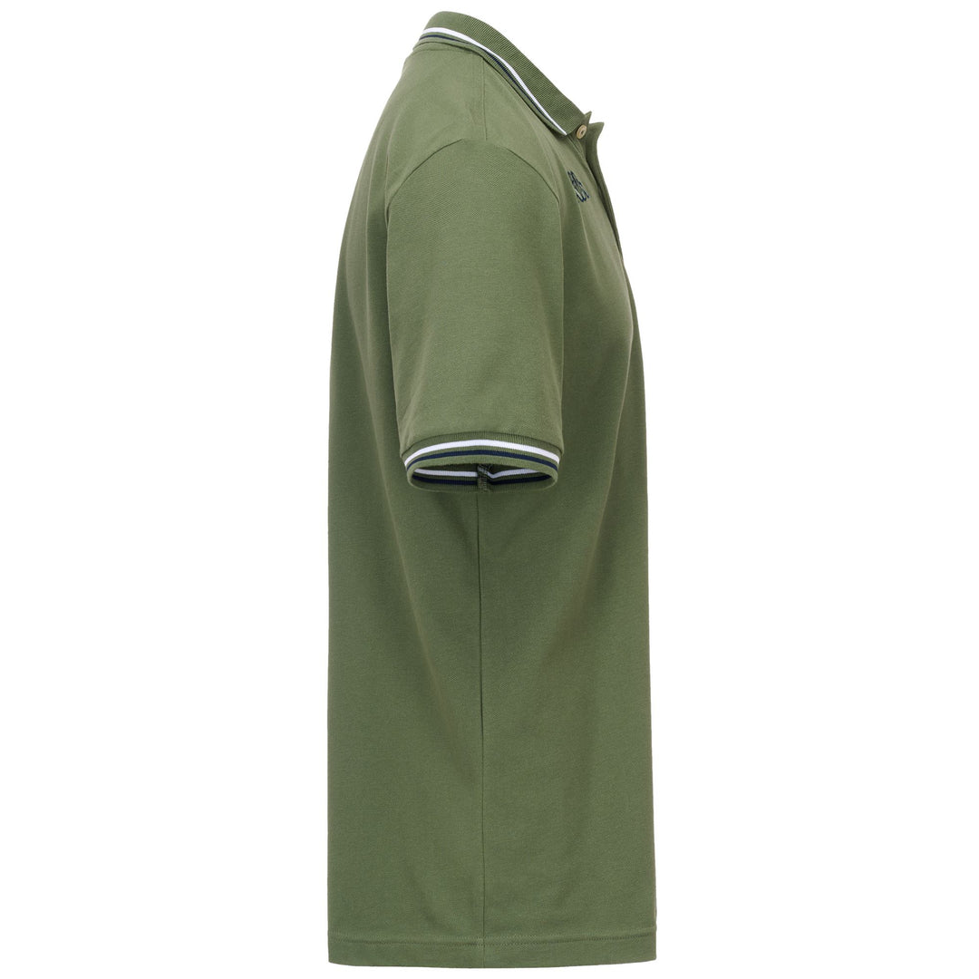 Polo da uomo verde oliva con vestibilità regolare e strisce a contrasto main