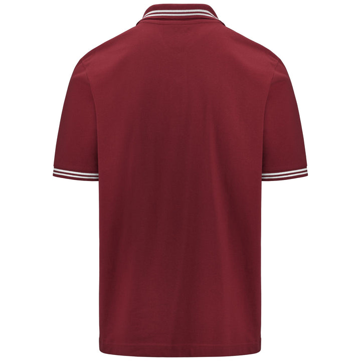 Polo Shirts Man LOGO MALTAX 5 MSS Polo RED GRANATA - WHITE Dressed Side (jpg Rgb)		