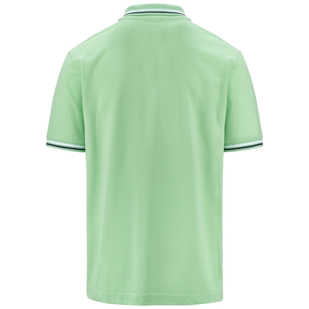 Polo Shirts Man LOGO MALTAX 5 MSS Polo GREEN PISTACHIO - BLUE MARINE - WHITE Dressed Side (jpg Rgb)		