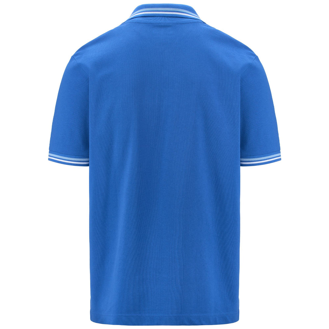 Polo Shirts Man LOGO MALTAX 5 MSS Polo BLUE ROYAL - AZURE LT MARINE - WHITE Dressed Side (jpg Rgb)		