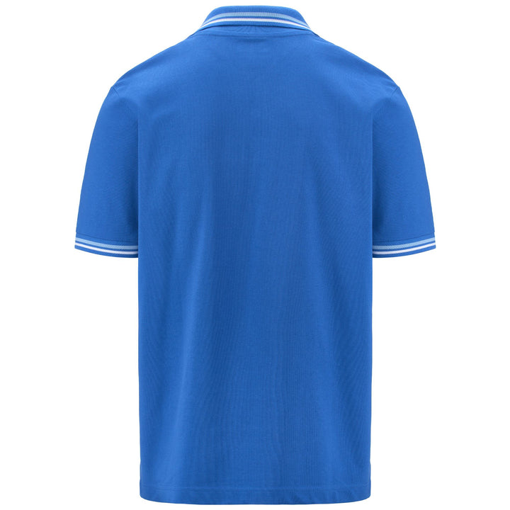 Polo Shirts Man LOGO MALTAX 5 MSS Polo BLUE ROYAL - AZURE LT MARINE - WHITE Dressed Side (jpg Rgb)		